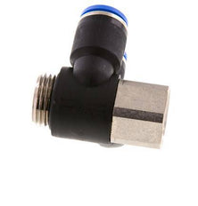 12mm x G1/2'' Double 90deg Elbow Push-in Fitting with Male-Female Threads Brass/PA 66 NBR Rotatable