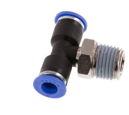 6mm x R1/4'' Inline Tee Push-in Fitting with Male Threads Brass/PA 66 NBR Rotatable [2 Pieces]