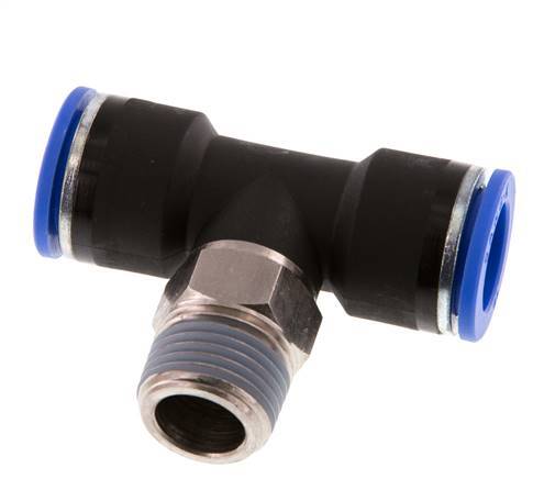 16mm x R1/2'' Inline Tee Push-in Fitting with Male Threads Brass/PA 66 NBR Rotatable