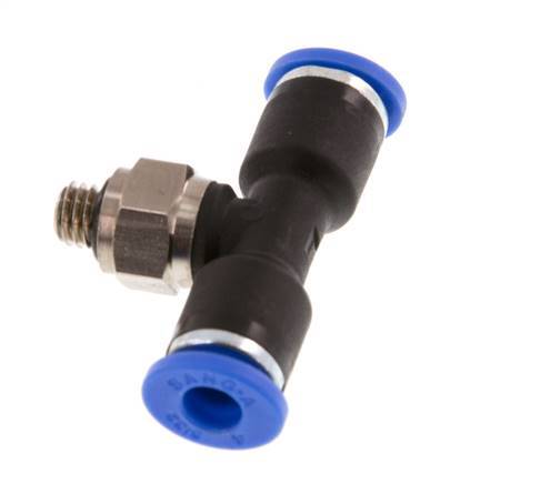 4mm x M 5 Inline Tee Push-in Fitting with Male Threads Brass/PA 66 NBR Rotatable [2 Pieces]