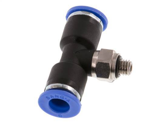 6mm x M 5 Inline Tee Push-in Fitting with Male Threads Brass/PA 66 NBR Rotatable [2 Pieces]