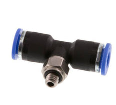 6mm x M 5 Inline Tee Push-in Fitting with Male Threads Brass/PA 66 NBR Rotatable [2 Pieces]
