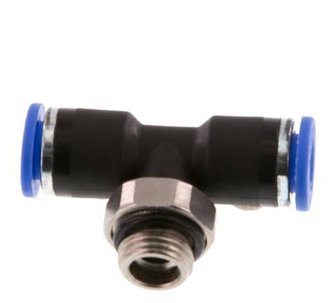 6mm x G1/8'' Inline Tee Push-in Fitting with Male Threads Brass/PA 66 NBR Rotatable [2 Pieces]