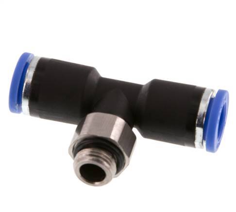 8mm x G1/8'' Inline Tee Push-in Fitting with Male Threads Brass/PA 66 NBR Rotatable [2 Pieces]