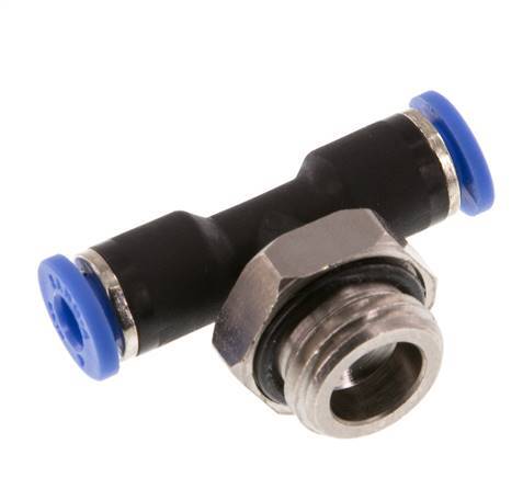 4mm x G1/4'' Inline Tee Push-in Fitting with Male Threads Brass/PA 66 NBR Rotatable [2 Pieces]