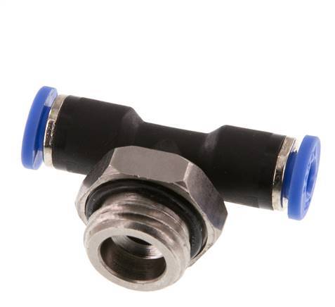 4mm x G1/4'' Inline Tee Push-in Fitting with Male Threads Brass/PA 66 NBR Rotatable [2 Pieces]
