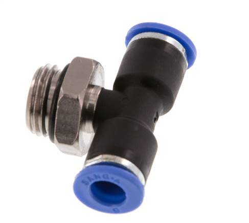 6mm x G1/4'' Inline Tee Push-in Fitting with Male Threads Brass/PA 66 NBR Rotatable [2 Pieces]