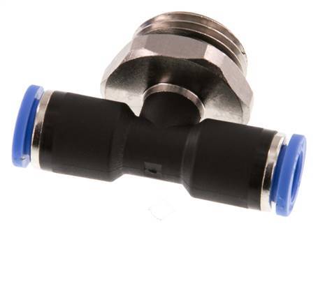 8mm x G1/2'' Inline Tee Push-in Fitting with Male Threads Brass/PA 66 NBR Rotatable