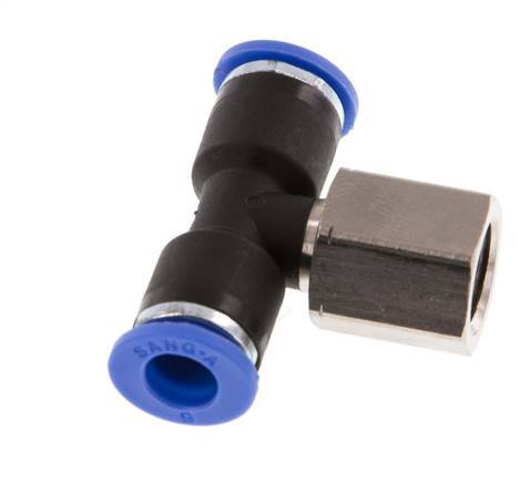 6mm x G1/8'' Inline Tee Push-in Fitting with Female Threads Brass/PA 66 NBR Rotatable [2 Pieces]