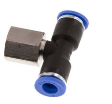 6mm x G1/8'' Inline Tee Push-in Fitting with Female Threads Brass/PA 66 NBR Rotatable [2 Pieces]