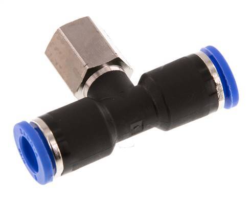 8mm x G1/8'' Inline Tee Push-in Fitting with Female Threads Brass/PA 66 NBR Rotatable [2 Pieces]