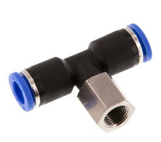 8mm x G1/8'' Inline Tee Push-in Fitting with Female Threads Brass/PA 66 NBR Rotatable [2 Pieces]
