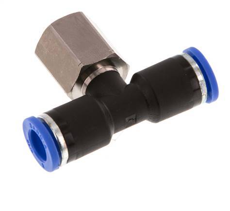 8mm x G1/4'' Inline Tee Push-in Fitting with Female Threads Brass/PA 66 NBR Rotatable [2 Pieces]