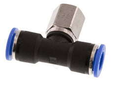 10mm x G1/4'' Inline Tee Push-in Fitting with Female Threads Brass/PA 66 NBR Rotatable