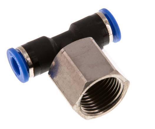 6mm x G3/8'' Inline Tee Push-in Fitting with Female Threads Brass/PA 66 NBR Rotatable [2 Pieces]