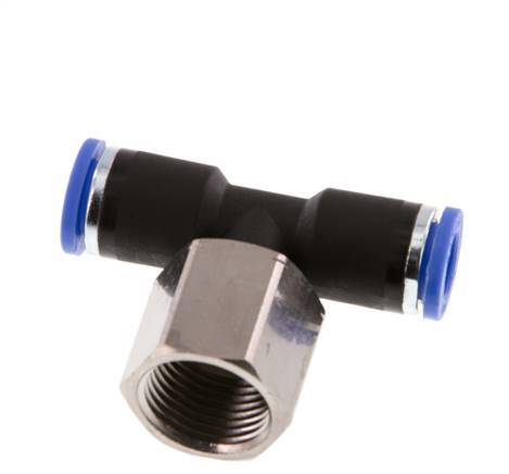 8mm x G3/8'' Inline Tee Push-in Fitting with Female Threads Brass/PA 66 NBR Rotatable [2 Pieces]