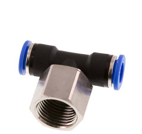 10mm x G1/2'' Inline Tee Push-in Fitting with Female Threads Brass/PA 66 NBR Rotatable