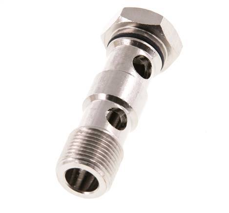 2-way nickel-plated Brass Banjo Bolt with G3/8'' Male Threads NBR