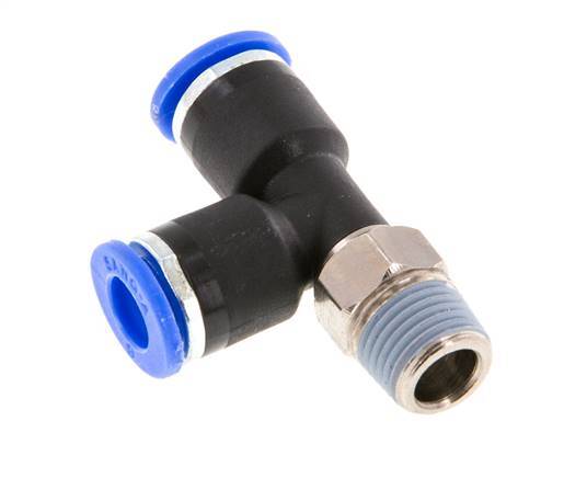 6mm x R1/8'' Right Angle Tee Push-in Fitting with Male Threads Brass/PA 66 NBR Rotatable [2 Pieces]