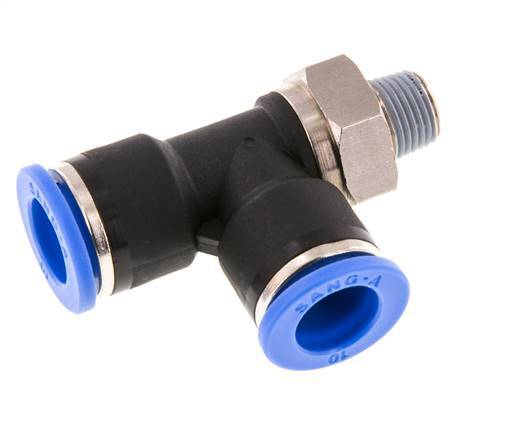 10mm x R1/8'' Right Angle Tee Push-in Fitting with Male Threads Brass/PA 66 NBR Rotatable