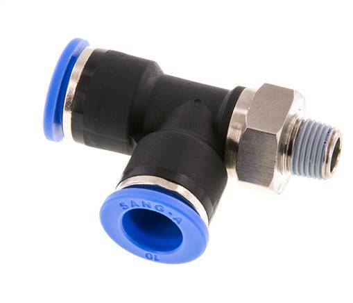 10mm x R1/8'' Right Angle Tee Push-in Fitting with Male Threads Brass/PA 66 NBR Rotatable