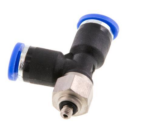 4mm x M 3 Right Angle Tee Push-in Fitting with Male Threads Steel/PA 66 NBR Rotatable [2 Pieces]