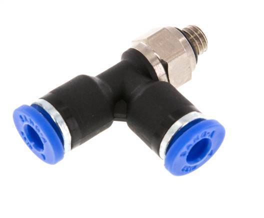 4mm x M 5 Right Angle Tee Push-in Fitting with Male Threads Brass/PA 66 NBR Rotatable [2 Pieces]