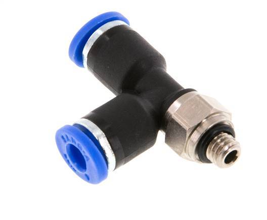 4mm x M 5 Right Angle Tee Push-in Fitting with Male Threads Brass/PA 66 NBR Rotatable [2 Pieces]