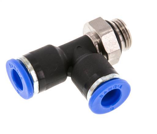 6mm x G1/8'' Right Angle Tee Push-in Fitting with Male Threads Brass/PA 66 NBR Rotatable [2 Pieces]