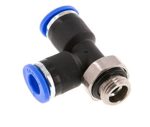 6mm x G1/8'' Right Angle Tee Push-in Fitting with Male Threads Brass/PA 66 NBR Rotatable [2 Pieces]