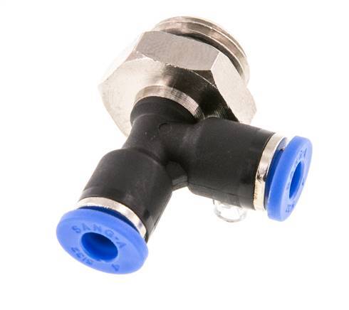 4mm x G1/4'' Right Angle Tee Push-in Fitting with Male Threads Brass/PA 66 NBR Rotatable [2 Pieces]