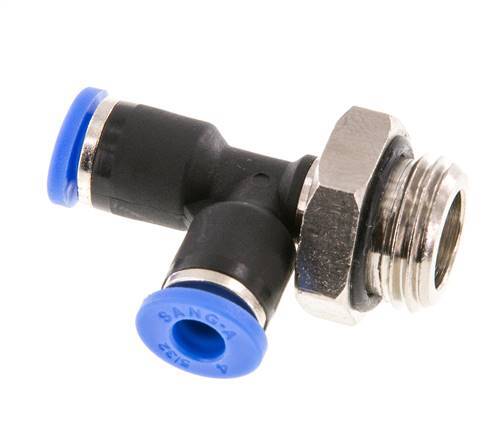 4mm x G1/4'' Right Angle Tee Push-in Fitting with Male Threads Brass/PA 66 NBR Rotatable [2 Pieces]