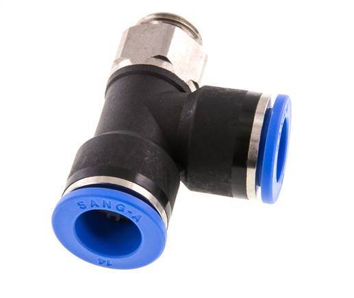 14mm x G3/8'' Right Angle Tee Push-in Fitting with Male Threads Brass/PA 66 NBR Rotatable