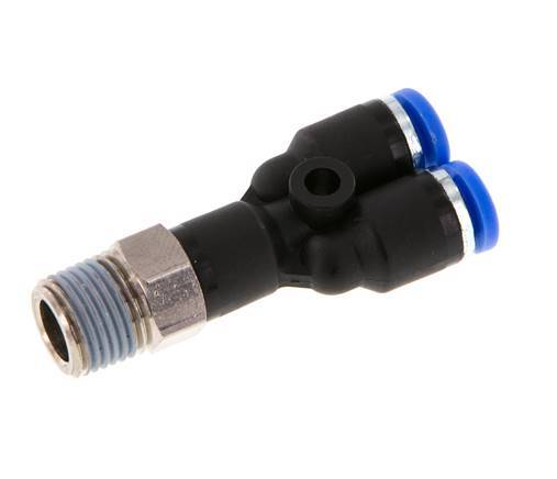 4mm x R1/8'' Y Push-in Fitting with Male Threads Brass/PA 66 NBR Rotatable [2 Pieces]