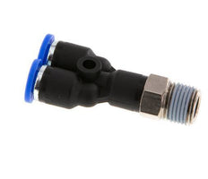 4mm x R1/8'' Y Push-in Fitting with Male Threads Brass/PA 66 NBR Rotatable [2 Pieces]