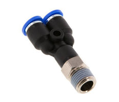 4mm x R1/8'' Y Push-in Fitting with Male Threads Brass/PA 66 NBR Rotatable [2 Pieces]