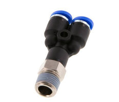 4mm x R1/8'' Y Push-in Fitting with Male Threads Brass/PA 66 NBR Rotatable [2 Pieces]
