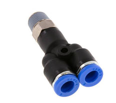 6mm x R1/8'' Y Push-in Fitting with Male Threads Brass/PA 66 NBR Rotatable [2 Pieces]