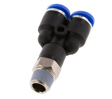 6mm x R1/8'' Y Push-in Fitting with Male Threads Brass/PA 66 NBR Rotatable [2 Pieces]