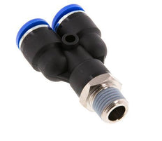 10mm x R1/4'' Y Push-in Fitting with Male Threads Brass/PA 66 NBR Rotatable