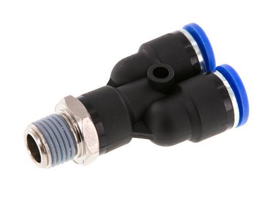 10mm x R1/4'' Y Push-in Fitting with Male Threads Brass/PA 66 NBR Rotatable