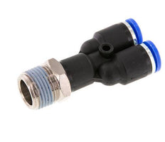 8mm x R3/8'' Y Push-in Fitting with Male Threads Brass/PA 66 NBR Rotatable [2 Pieces]