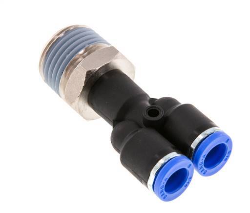 8mm x R1/2'' Y Push-in Fitting with Male Threads Brass/PA 66 NBR Rotatable