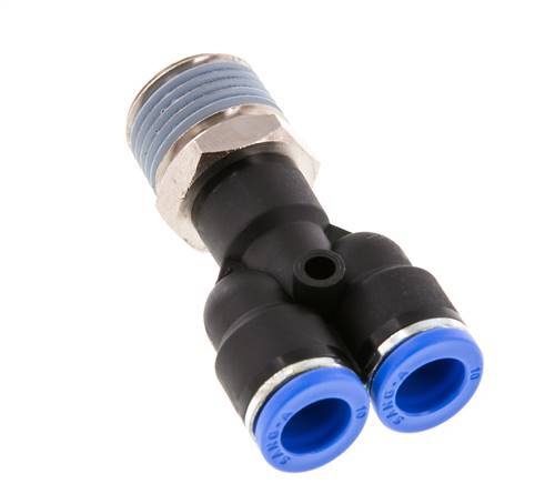 10mm x R1/2'' Y Push-in Fitting with Male Threads Brass/PA 66 NBR Rotatable