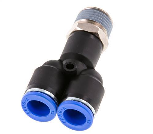 12mm x R1/2'' Y Push-in Fitting with Male Threads Brass/PA 66 NBR Rotatable