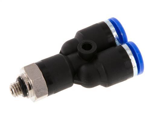 6mm x M 5 Y Push-in Fitting with Male Threads Brass/PA 66 NBR Rotatable [2 Pieces]