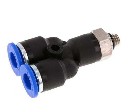 6mm x M 5 Y Push-in Fitting with Male Threads Brass/PA 66 NBR Rotatable [2 Pieces]
