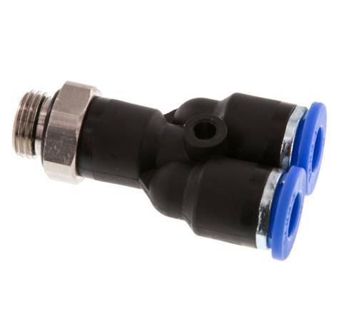 6mm x G1/8'' Y Push-in Fitting with Male Threads Brass/PA 66 NBR Rotatable [2 Pieces]