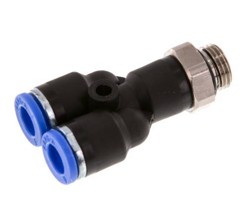 6mm x G1/8'' Y Push-in Fitting with Male Threads Brass/PA 66 NBR Rotatable [2 Pieces]