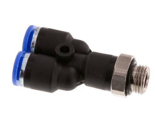 6mm x G1/8'' Y Push-in Fitting with Male Threads Brass/PA 66 NBR Rotatable [2 Pieces]